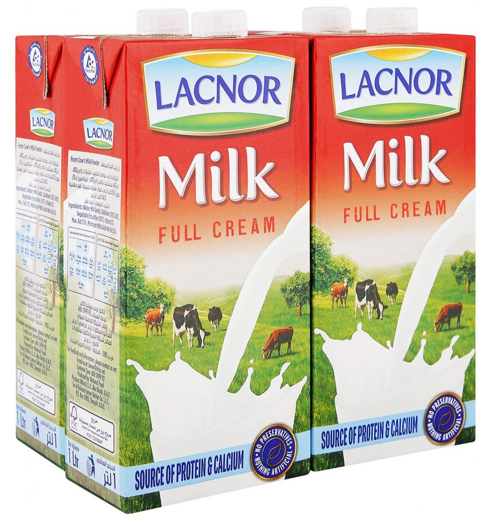 Lacnor Uht Milk Full Cream 4 x 1 Ltr